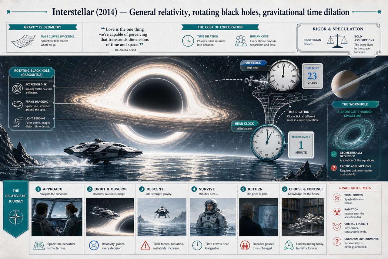 Chapter 2. Interstellar (2014) — General relativity, rotating black holes, gravitational time dilation - chapter poster
