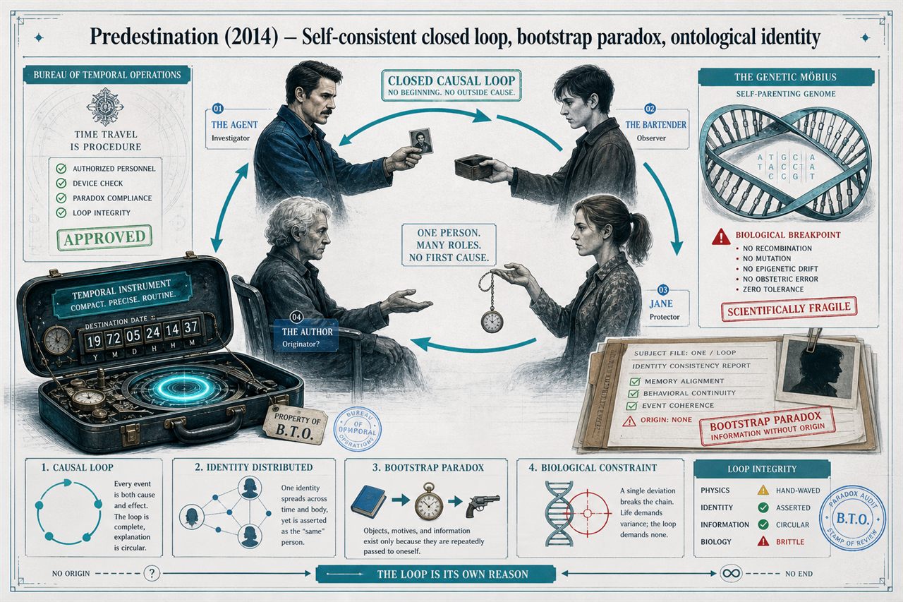Chapter 26. Predestination (2014) — Self-consistent closed loop, bootstrap paradox, ontological identity - chapter poster