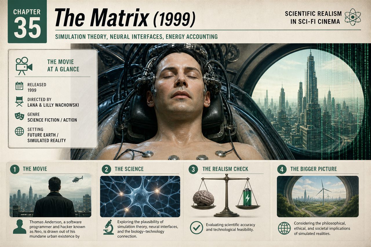 Chapter 35. The Matrix (1999) — Simulation theory, neural interfaces, energy accounting - chapter poster