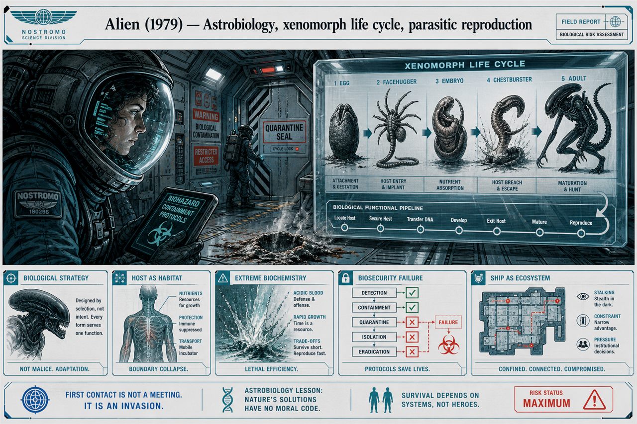 Chapter 50. Alien (1979) — Astrobiology, xenomorph life cycle, parasitic reproduction - chapter poster