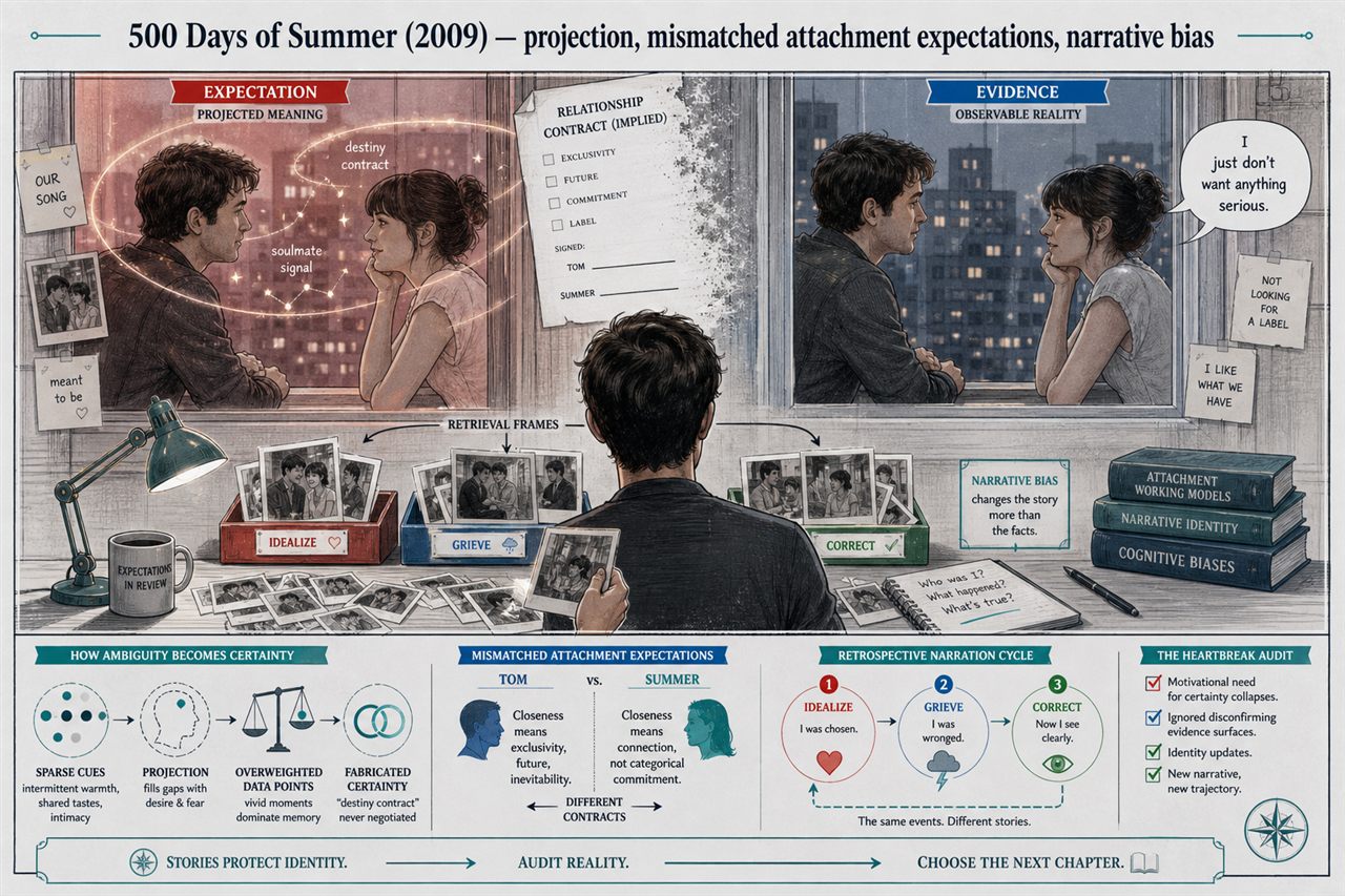 Chapter 2. 500 Days of Summer (2009) — projection, mismatched attachment expectations, narrative bias - chapter poster