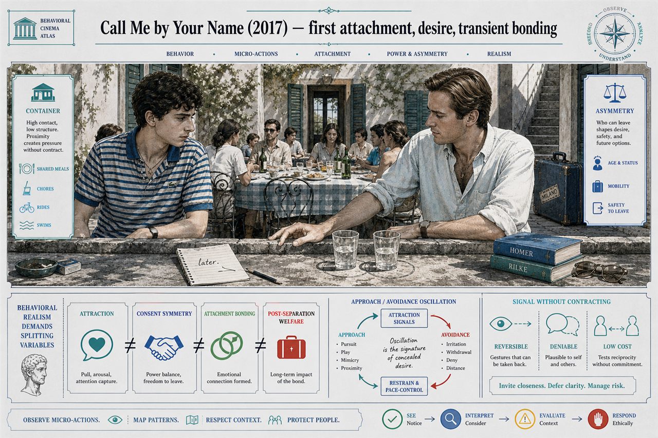 Chapter 5. Call Me by Your Name (2017) — first attachment, desire, transient bonding - chapter poster