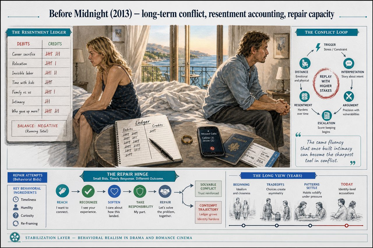 Chapter 9. Before Midnight (2013) — long-term conflict, resentment accounting, repair capacity - chapter poster