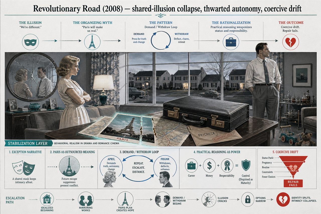 Chapter 10. Revolutionary Road (2008) — shared-illusion collapse, thwarted autonomy, coercive drift - chapter poster
